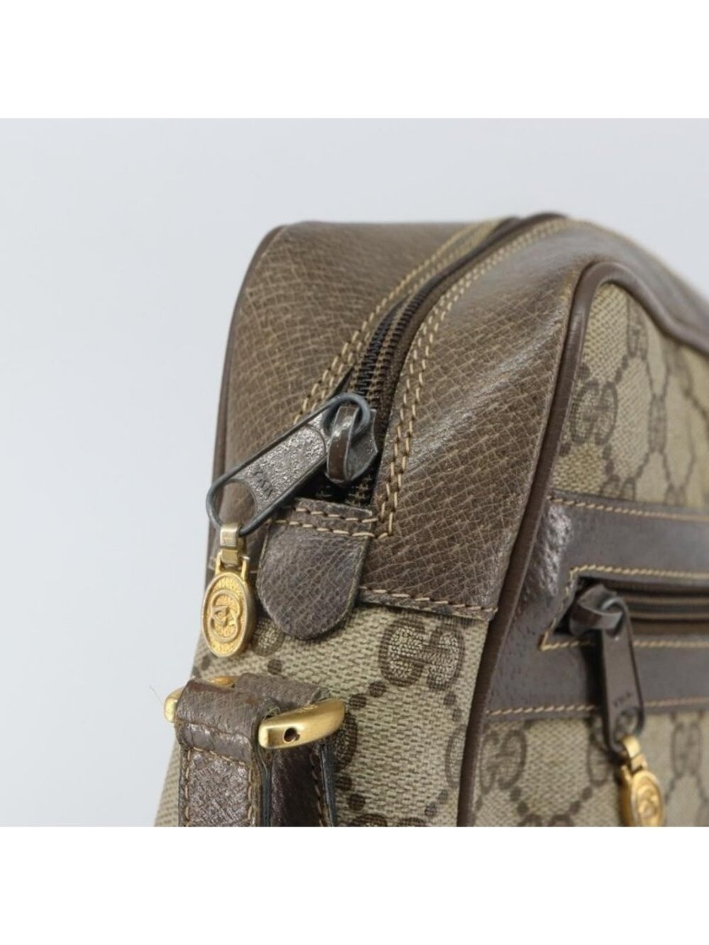 Authentic GUCCI GG Supreme Web Sherry Line Bag PVC Beige Gold 24 02 005 - Picture 2 of 16